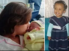 Liz Martínez e sua pequena Lucrecia