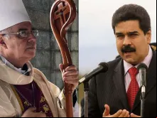 Dom Mario Moronta (esquerda) e Nicolás Maduro (direita