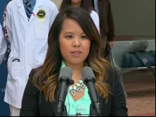 Nina Pham depois de receber alta.