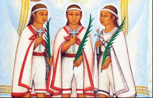 Mural de crianças mártires de Tlaxcala.