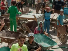 Crianças sírias refugiadas no campo de Zaatari, na Jordânia.