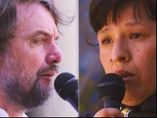 Padre Pepe Di Paola e Gladys, líder do movimento villero. Crédito:  Asociación de Curas Villeros