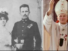 Karol Wojtyla e a sua esposa Emilia de Kaczorowski (esquerda) e São João Paulo II (direita