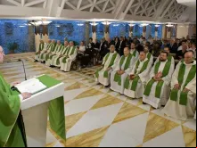 Papa Francisco nesta manhã na Missa na Capela da Casa Santa Marta.