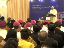Papa Francisco em seu discurso às autoridades da Tailândia. Crédito: Captura de vídeo (Vatican Media)