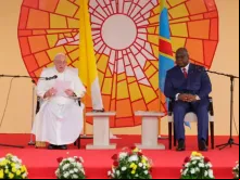 Papa Francisco durante o discurso às autoridades da República Democrática do Congo