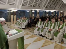 Papa Francisco durante a Missa na Casa Santa Marta.