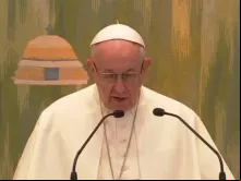 Papa Francisco faz seu discurso em Genebra.