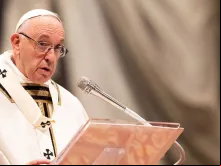 Papa Francisco na Missa de hoje na Basílica de São Pedro.