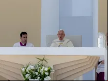 Papa Francisco na misa de envio da JMJ Lisboa 2023 hoje (6) no Parque Tejo em Lisboa, Portugal. -  Crédito: Daniel Ibañez