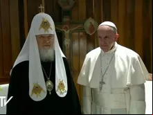 Foto : O Papa Francisco e o Patriarca Kirill de Moscou