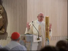 Papa Francisco durante a sua homilia na Casa Santa Marta. 