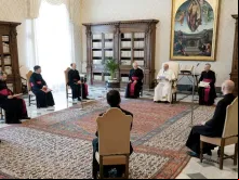 Papa Francisco na Audiência Geral da Biblioteca do Palácio Apostólico.