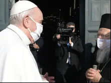 Papa Francisco com o Patriarca Bartolomeu em 20 de outubro de 2020.