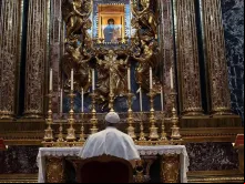 Papa Francisco em Santa Maria Maior em 15 de março de 2020.