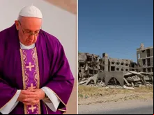 Papa Francisco e a cidade de Karamless em Qaraqosh. Créditos: Vatican Media