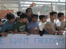 Papa Francisco no campo de refugiados de Lesbos em 2016.