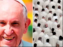 Papa e alguns Missionários da Misericórdia na Praça de São Pedro. Fotos: Daniel Ibáñez