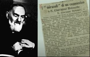 Recorte do primeiro artigo de jornal sobre padre Pio