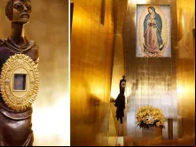 Relíquia da tilma da Virgem de Guadalupe na capela da Catedral de Los Angeles, Estados Unidos. Fotos: Cortesia da Arquidiocese de Los Angeles.