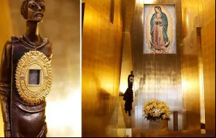 Relíquia da tilma da Virgem de Guadalupe na capela da Catedral de Los Angeles, Estados Unidos. Fotos: Cortesia da Arquidiocese de Los Angeles.