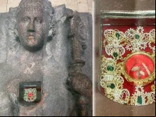 As relíquias de São Wolfgang roubadas de uma igreja em Ratisbona. Crédito: PI Regensburg Süd Bildunterschrift