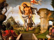 Cristo ressuscitado. Pintura de Raffaellino Del Garbo (Domínio Público)