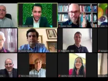 Reunião virtual de líderes políticos e bispos. Crédito: Academia de Líderes Católicos.