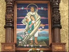Imagem de São Juan Diego no interior da Capela de Índios, na Villa de Guadalupe, na Cidade do México.