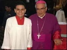 Sándor Dolmus com o Bispo de León, Dom César Bosco Vivas Robelo 