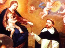 A Virgem Maria apareceu a São Domingos e o ensinou a rezar o Rosário
