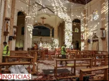 Igreja de Santo Antônio após o atentado no Sri Lanka.