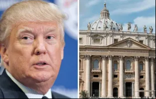 Presidente eleito dos Estados Unidos, Donald Trump e a fachada da Basílica de São Pedro, no Vaticano