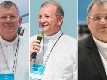 Vice-presidentes eleitos, Dom Jaime Spengler e Dom Mário Antônio da Silva, e secretário-geral eleito, Dom Joel Portella Amado