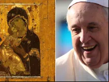 Ícone da Virgem da Ternura parecido com o que é venerado pelo Papa.