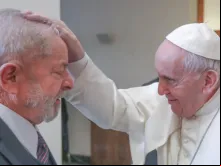 Lula recebido em audiência do papa Francisco em fevereiro de 2020.