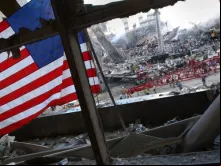 Escombros do World Trade Center, depois de atentado.