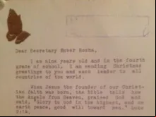 Carta da menina de nove anos a Enver Hoxha. Foto Gjergj Ndoci
