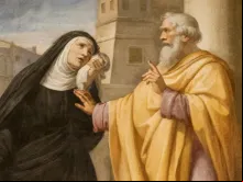 Santa Mônica e seu filho santo Agostinho em uma pintura na igreja Sant’Agostino em Roma