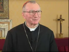 Cardeal Pietro Parolin durante entrevista com o Vatican News.