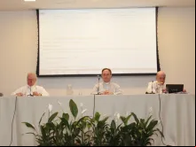 Secretário-geral da CNBB, Dom Leonardo Steiner; presidente, Dom Sérgio da Rocha; e vice-presidente, Dom Murilo Krieger 